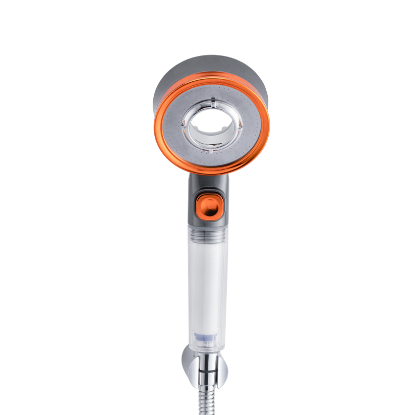 Mila Aquaflex Hand Shower- MBHC0207CR, Hand Shower With Double Sided Water Outlet, Chrome and Copper Finish, 3 Function Filter Shower: Mist Spray/Rain/High Pressure Spray